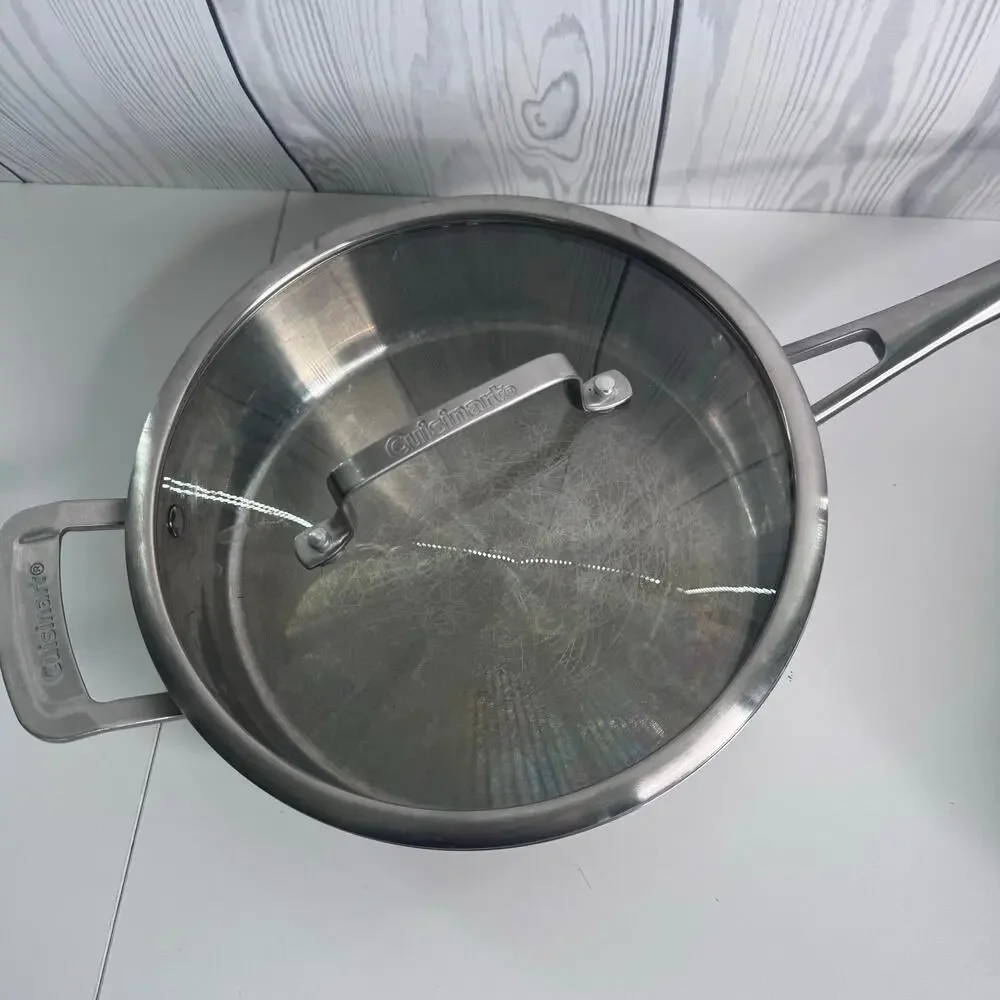 Set of 3 Cuisinart Stainless Steel High Impact Bonded Induction Ready Pans